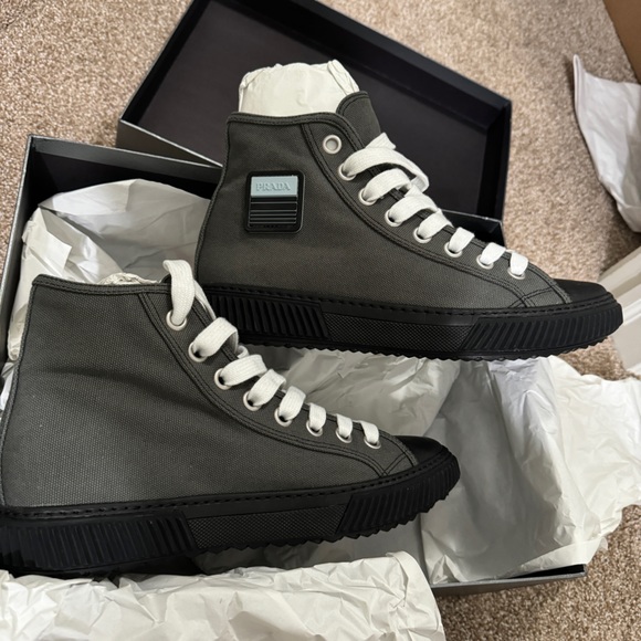 Prada Sport Canvas High Top Sneakers Logo - Picture 9 of 9
